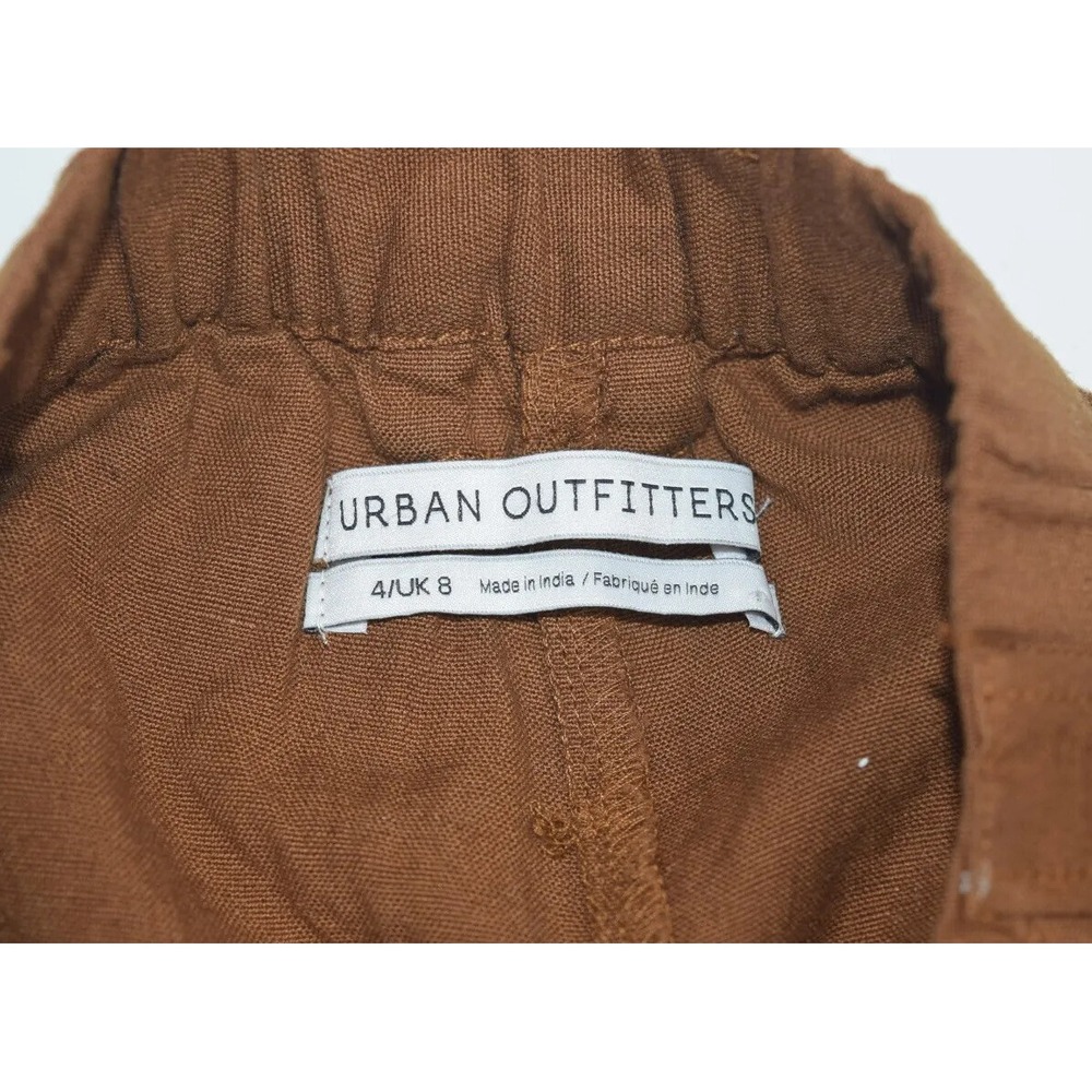 Urban Outfitters Pants Womens 4 Brown Cargo Linen Blend Relaxed Carpenter 28x26 - Picture 5 of 6